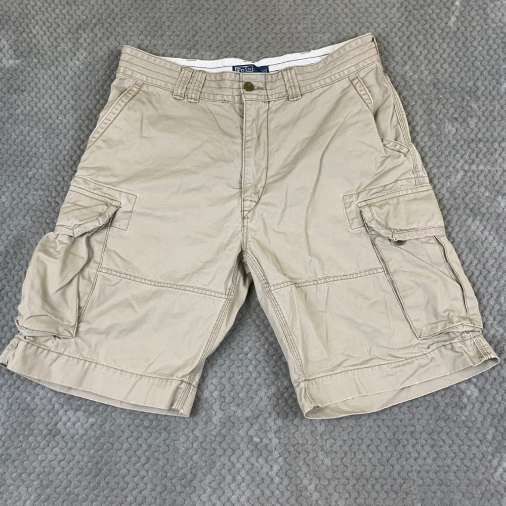 Polo Ralph Lauren Cargo Shorts Mens 36 Khaki Tan Cotton Classic Chino Utility
